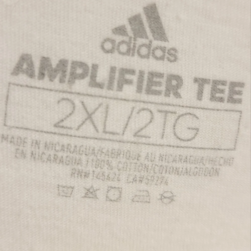 Adidas | Men's White Essential Amplifier Tee With Black Logo (Size 2XL)